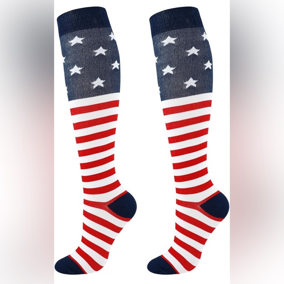 Compression Socks … Patriotic Stars and Stripes Men's Socks NWOT - Picture 3 of 6